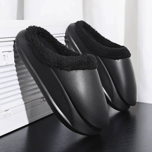 Chaussons fourrés plateforme noir – vue côté
