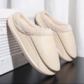Chaussons fourrés plateforme beige crème – vue côté
