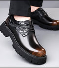 Derby Plateforme Croco noir uni – vue portée
