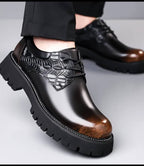 Derby Plateforme Croco noir uni – vue portée